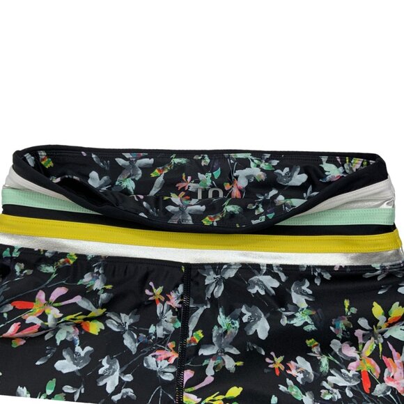 Urban Savage Floral Print Bike Shorts S Black Striped Logo Athleisure Athletic - Picture 7 of 12